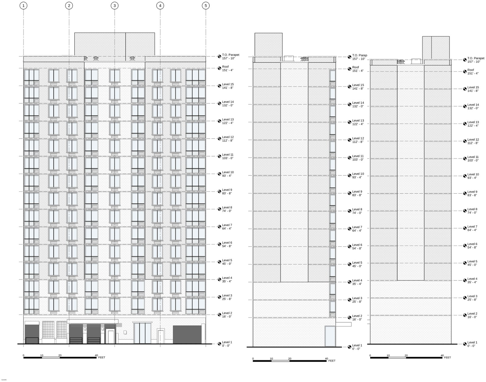 Elevations of a multi-story building from scan data