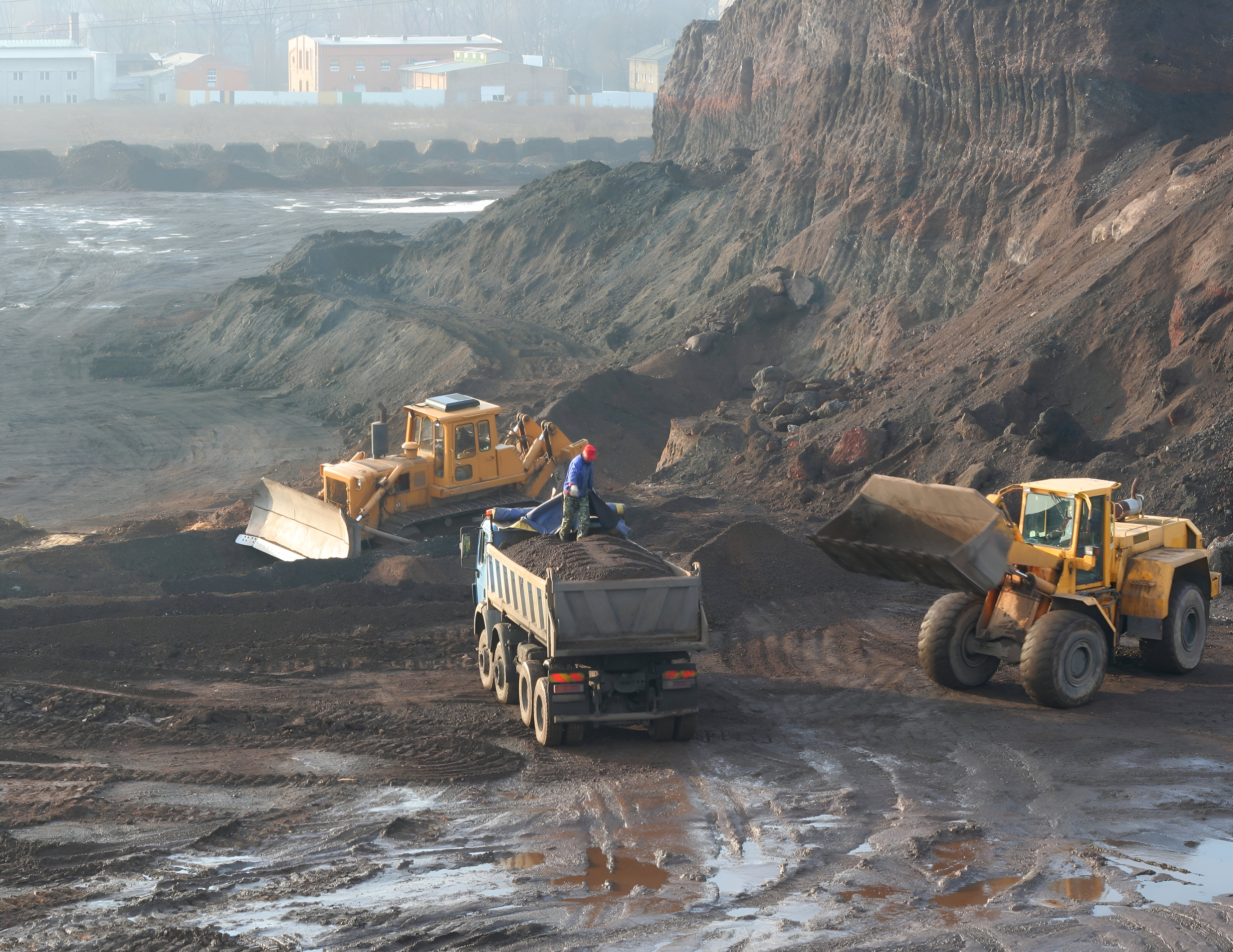 Earthmoving equipment at a construction site