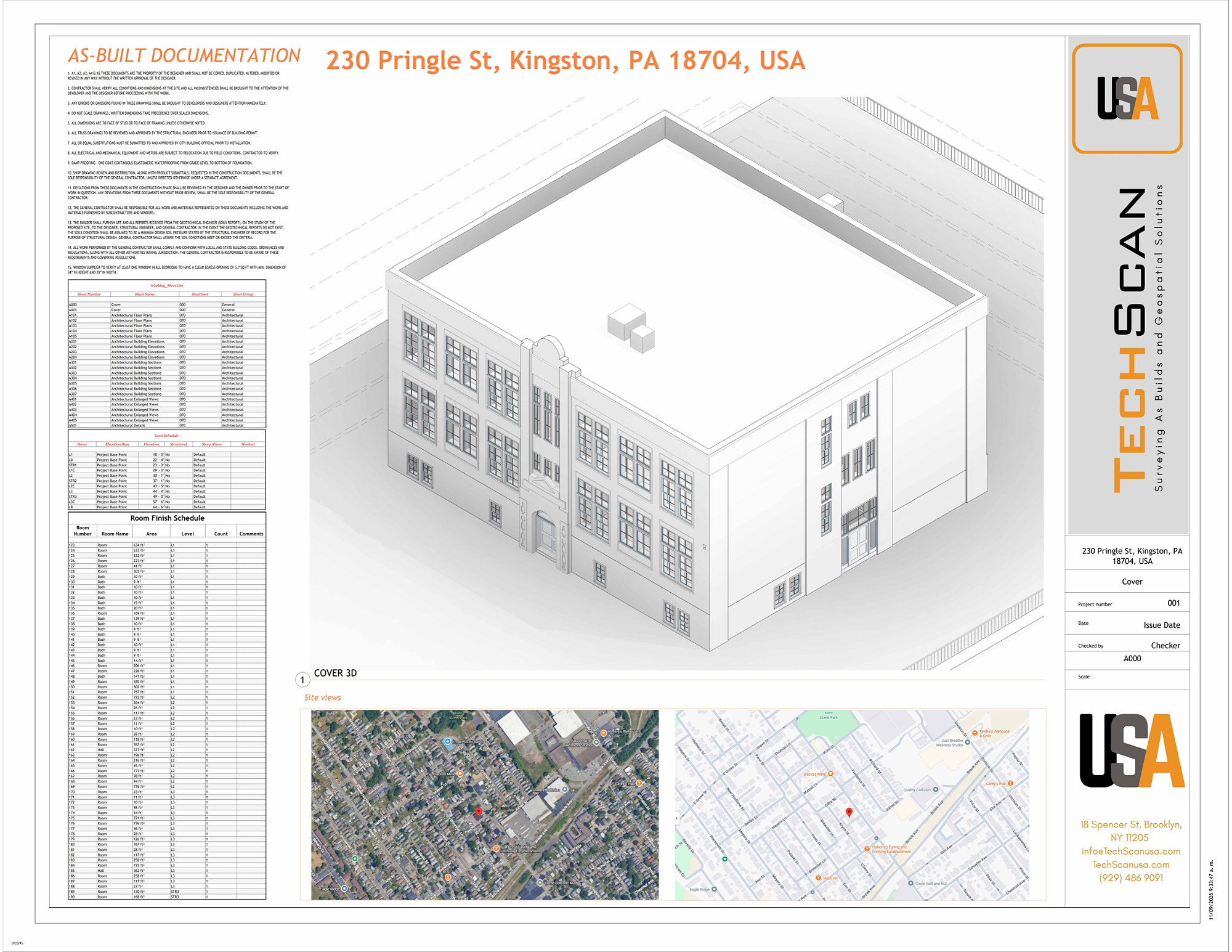 Cover sheet with 3D model, 230 Pringle Street, Kingston, PA