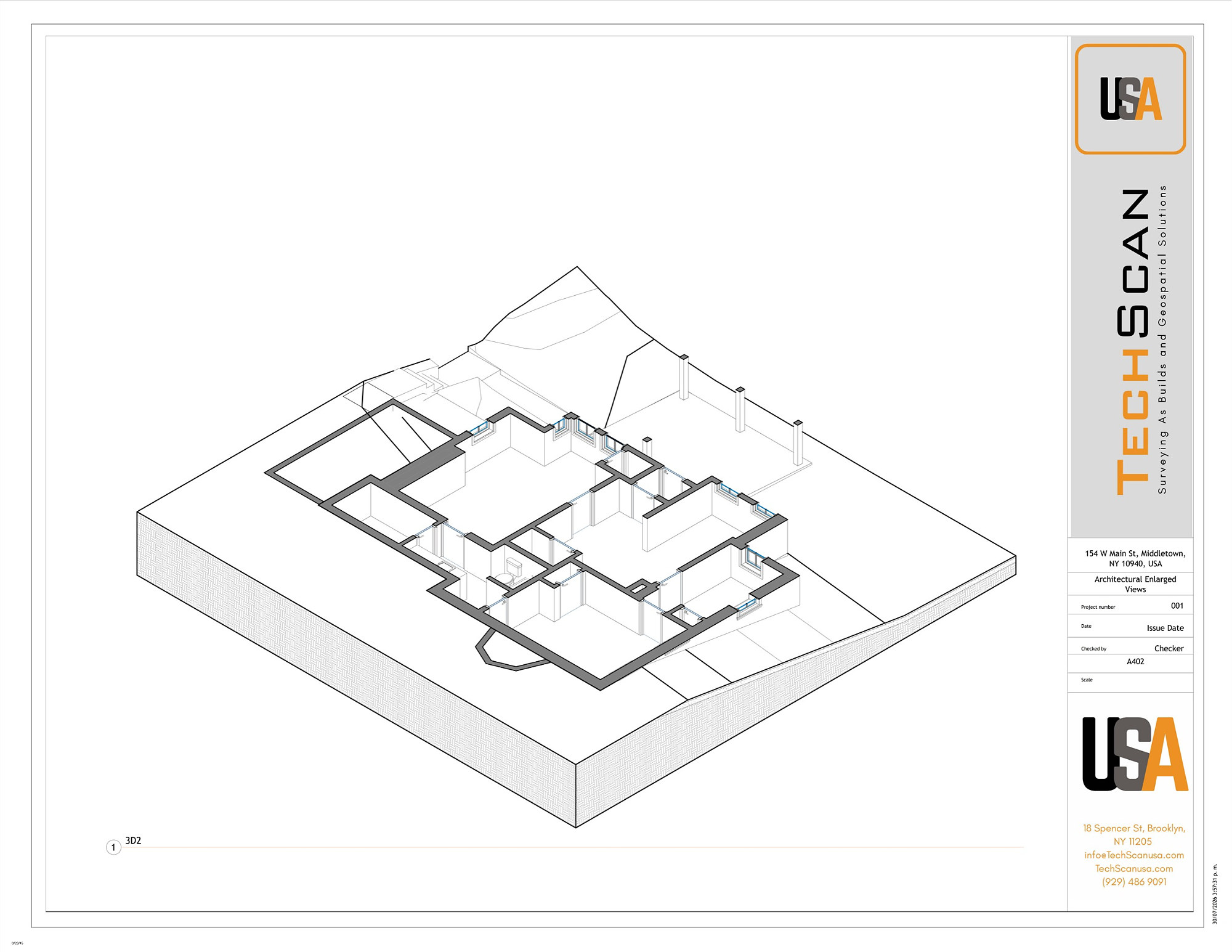 Enlarged 3D floor plan, 154 West Main Street, Middletown, NY